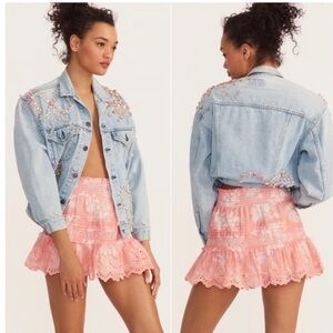 NWT LoveShackFancy Jimena Mini Skirt in Coral Romance Size: S MSRP: $295
